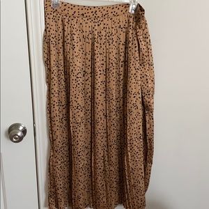 Dot Print Pleated Midi Skirt